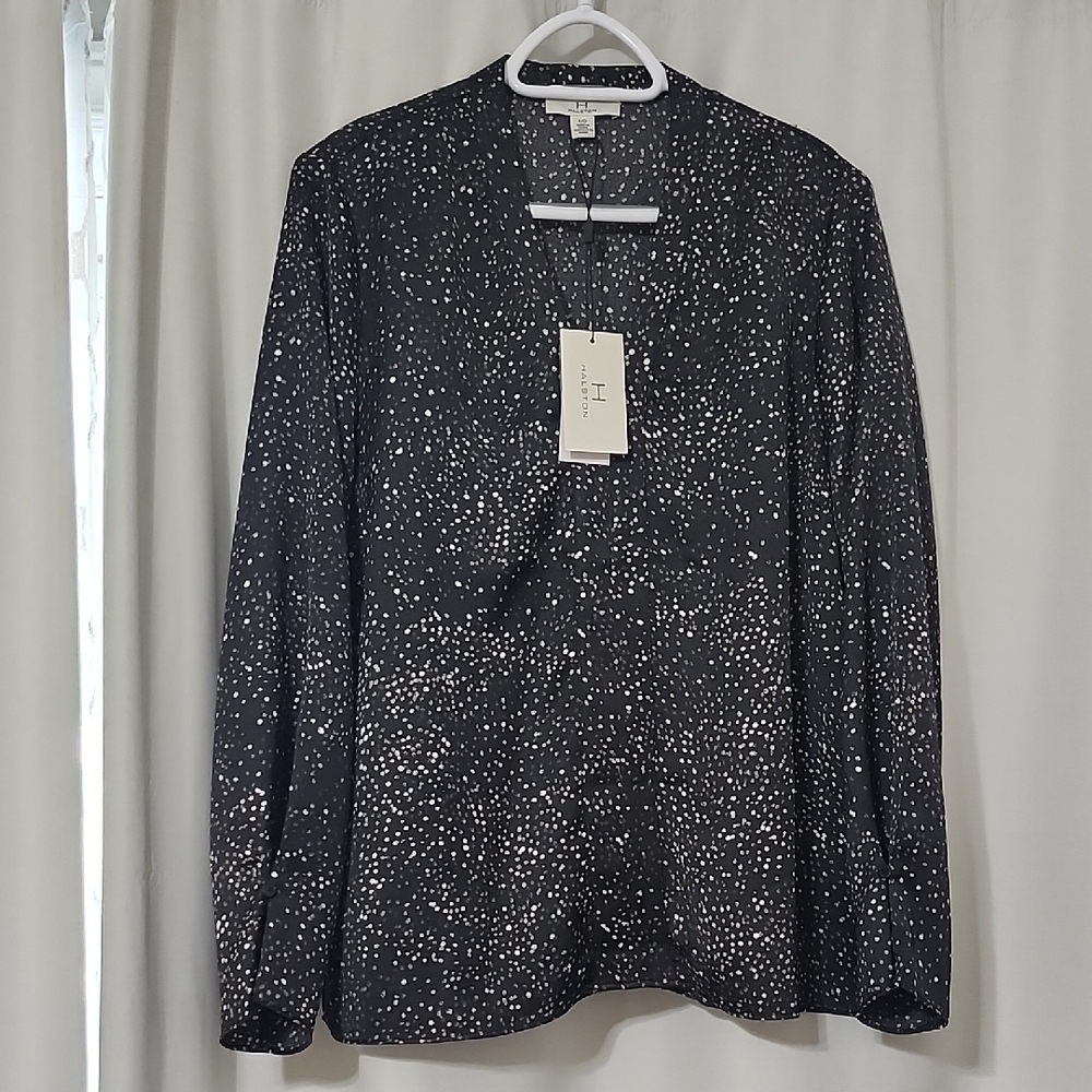 H by Halston Black Speckled Top